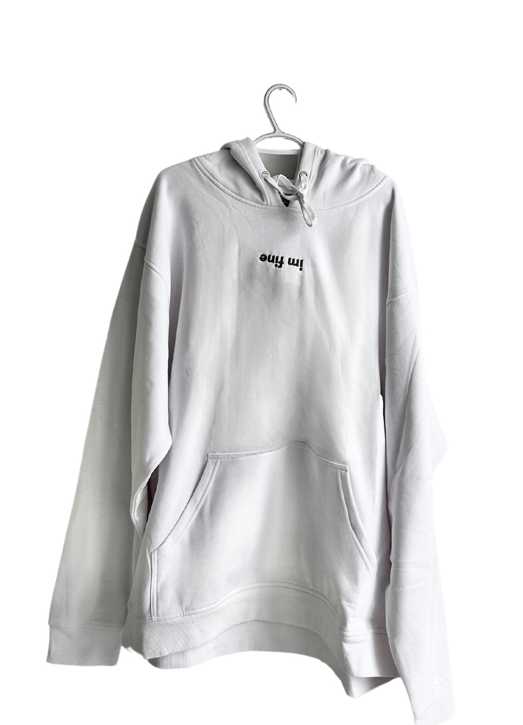 "im fine" embroidered hoodie - white