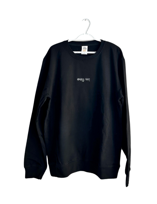 "im fine" embroidered crewneck - black